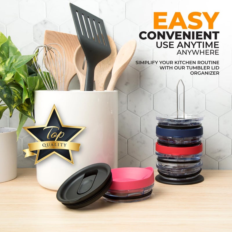 ELYPRO - Revolutionary Tumbler Lid Organizer for Stanley, Yeti Cap Lids- Space-Saving Design - Slim Vertical Storage for Up to 10 Lids , Clutter-Free Kitchen Cabinets and Countertops Organization - Image 5